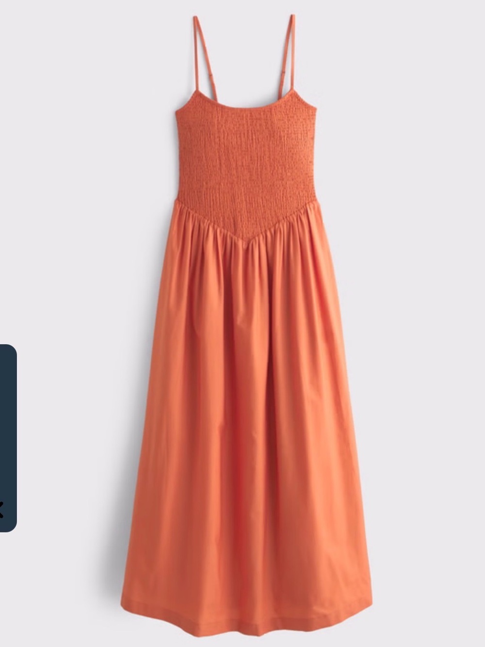 Abercrombie & Fitch Orange Smocked Maxi Dress with Spaghetti Straps